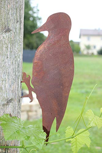 BADEKO Specht aus Metall Edelrost, z. Einschlagen in Holz, Gartenfigur Specht von BADEKO