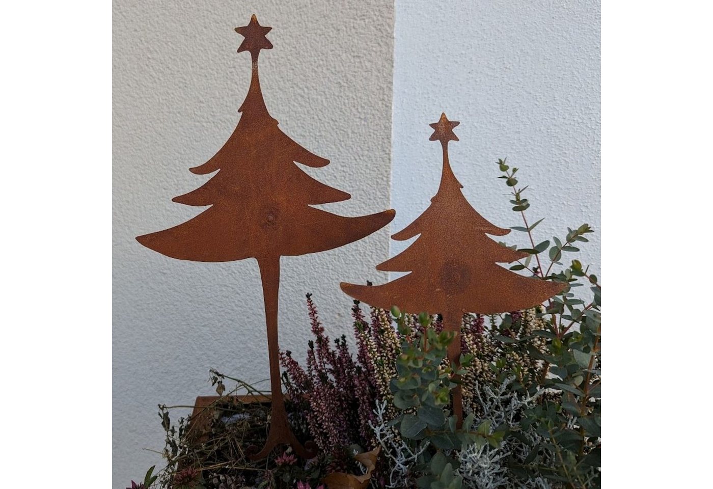 BADEKO Weihnachtsfigur 2er Set Tannenbaum zum Stecken, Edelrost von BADEKO
