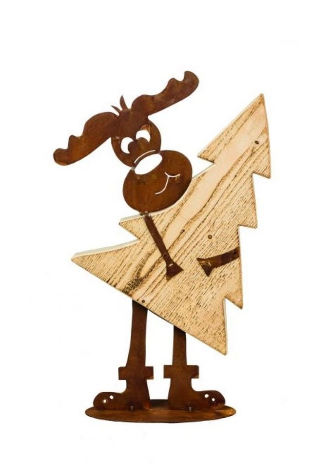 BADEKO Weihnachtsfigur Elch Max, Edelrost & Holz von BADEKO