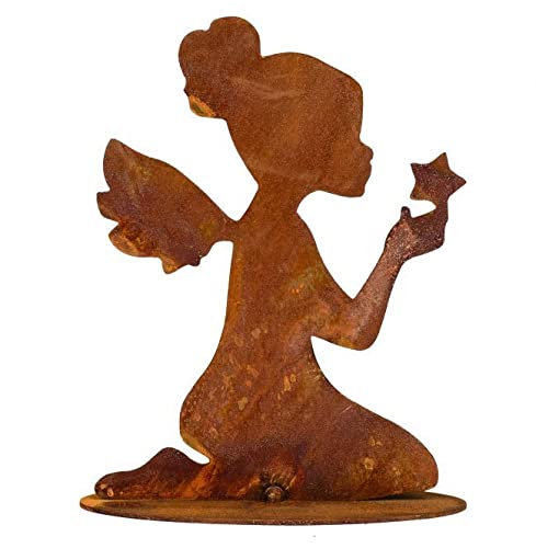 Engelsmädchen mit Stern H15 cm Edelrost Dekofigur Engel Rostengel Angel Weihnachten Rostfigur von BADEKO