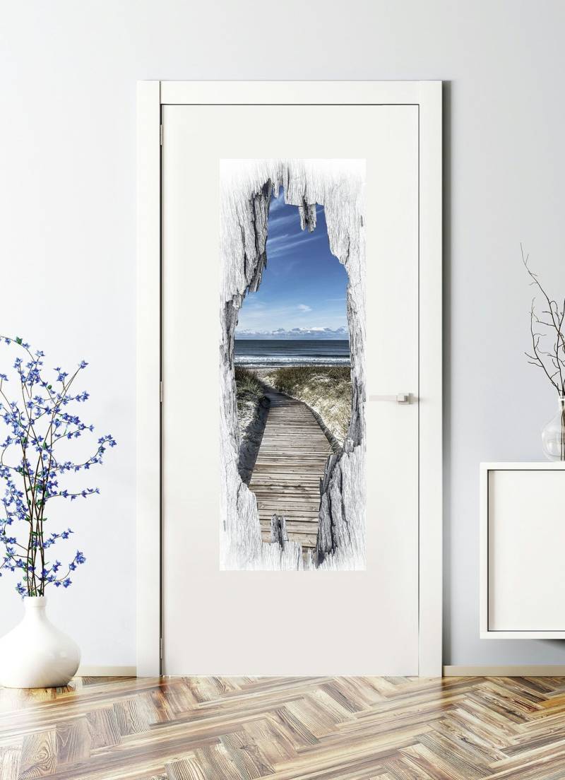 3D-Tür-Sticker Strand nordisch, Blau von BADER
