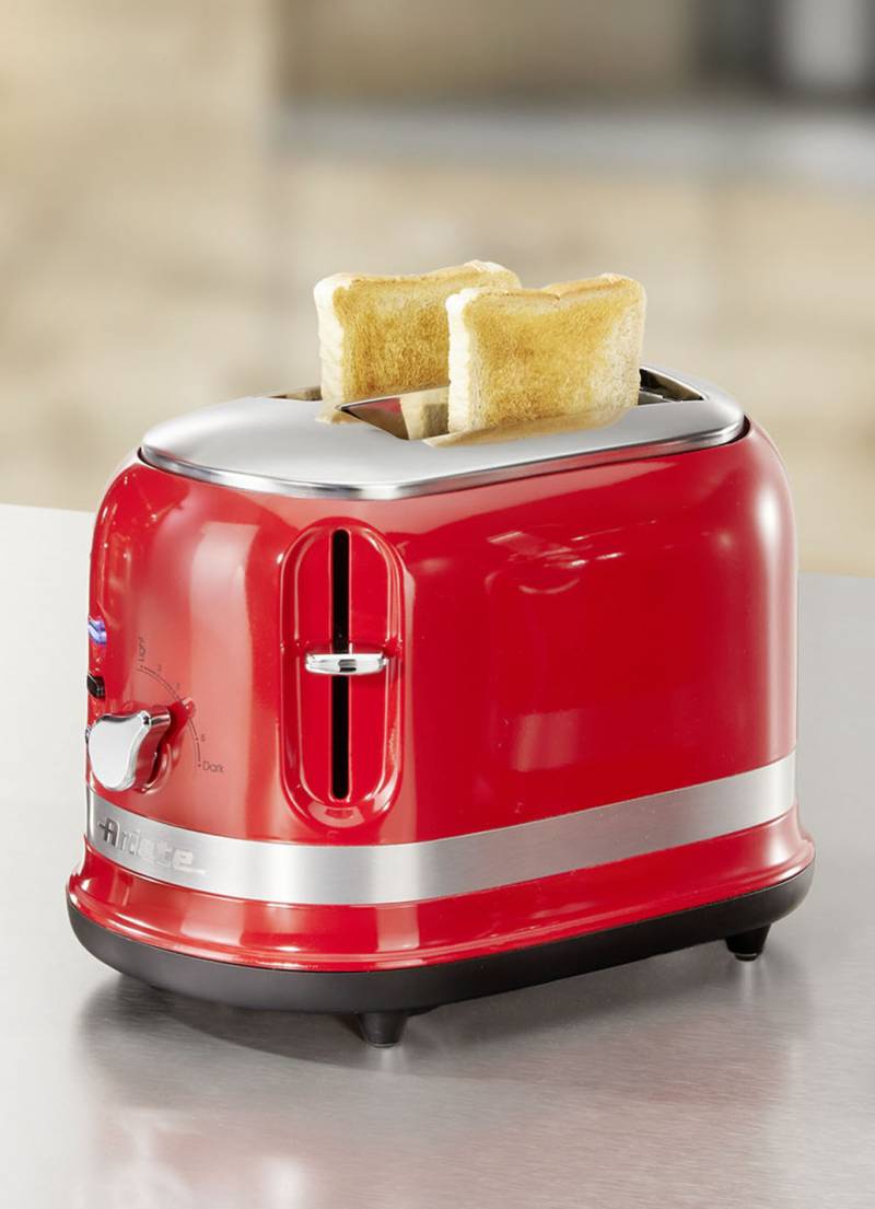 Ariete Frühstücksserie moderna im Retro-Design, Toaster, Rot von BADER