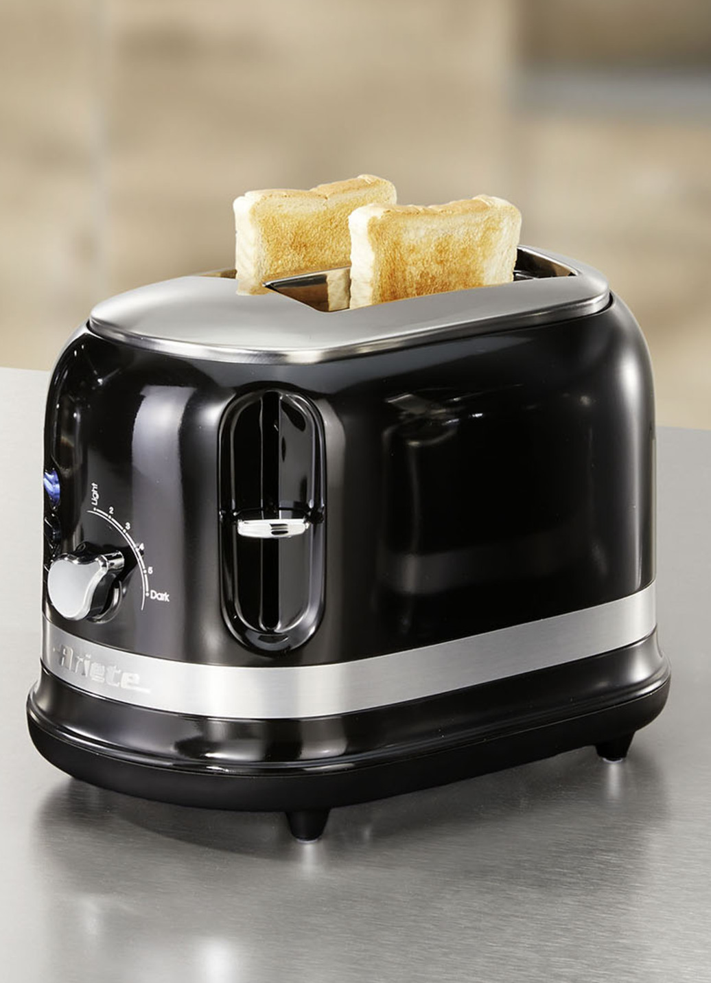 Ariete Frühstücksserie moderna im Retro-Design, Toaster, Schwarz von BADER
