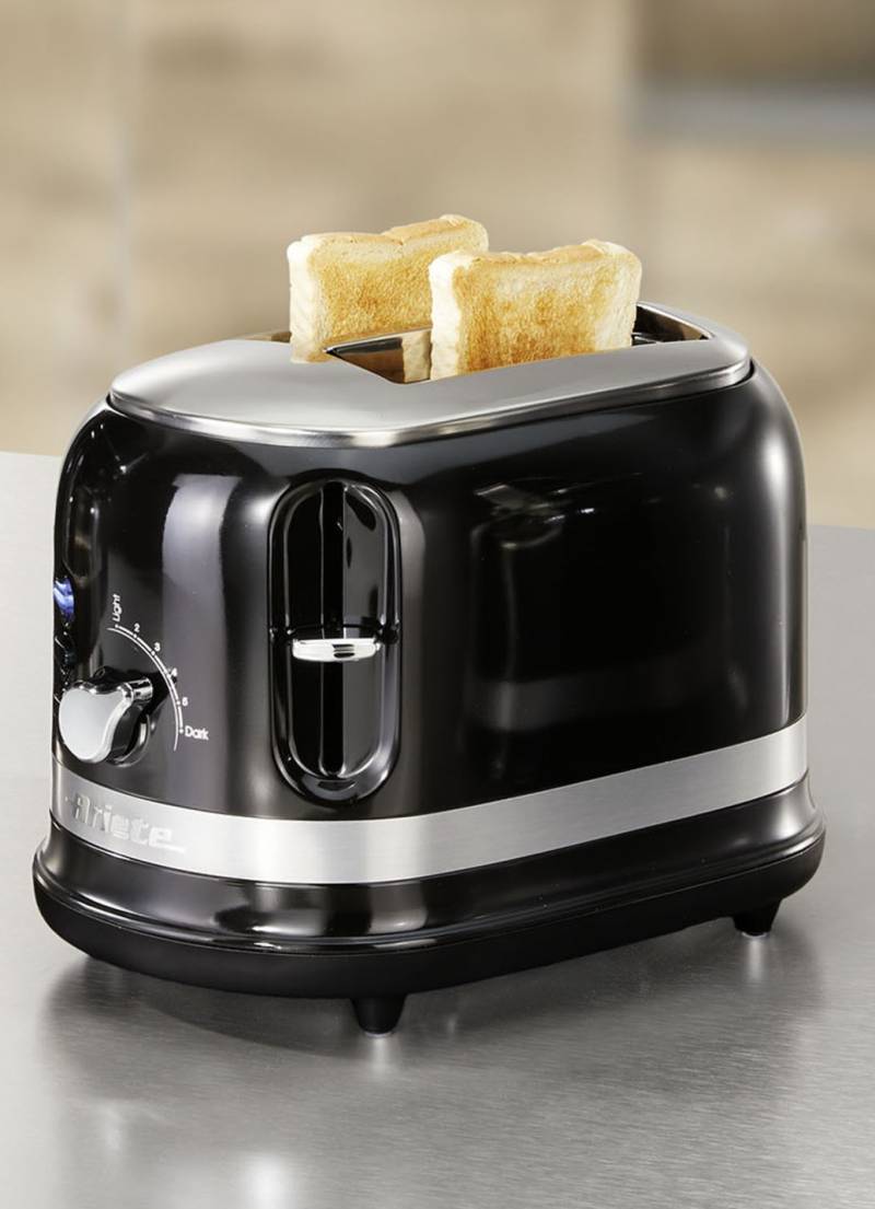 Ariete Frühstücksserie moderna im Retro-Design, Toaster, Schwarz von BADER