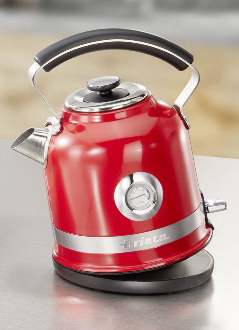 Ariete Frühstücksserie moderna im Retro-Design, Wasserkocher, Rot von BADER