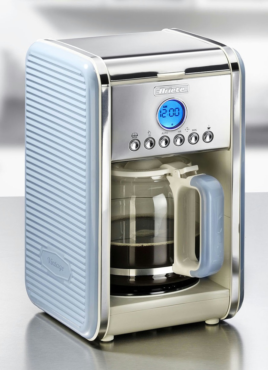 Ariete Kaffeemaschine mit Glaskanne und Dauerfilter, Blau von BADER