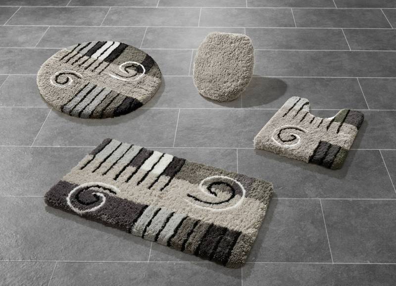 Badgarnitur in Table Tuft Qualität, Größe 110 (Hänge-WC-Vorleger, 50/ 50 cm), Silber von BADER