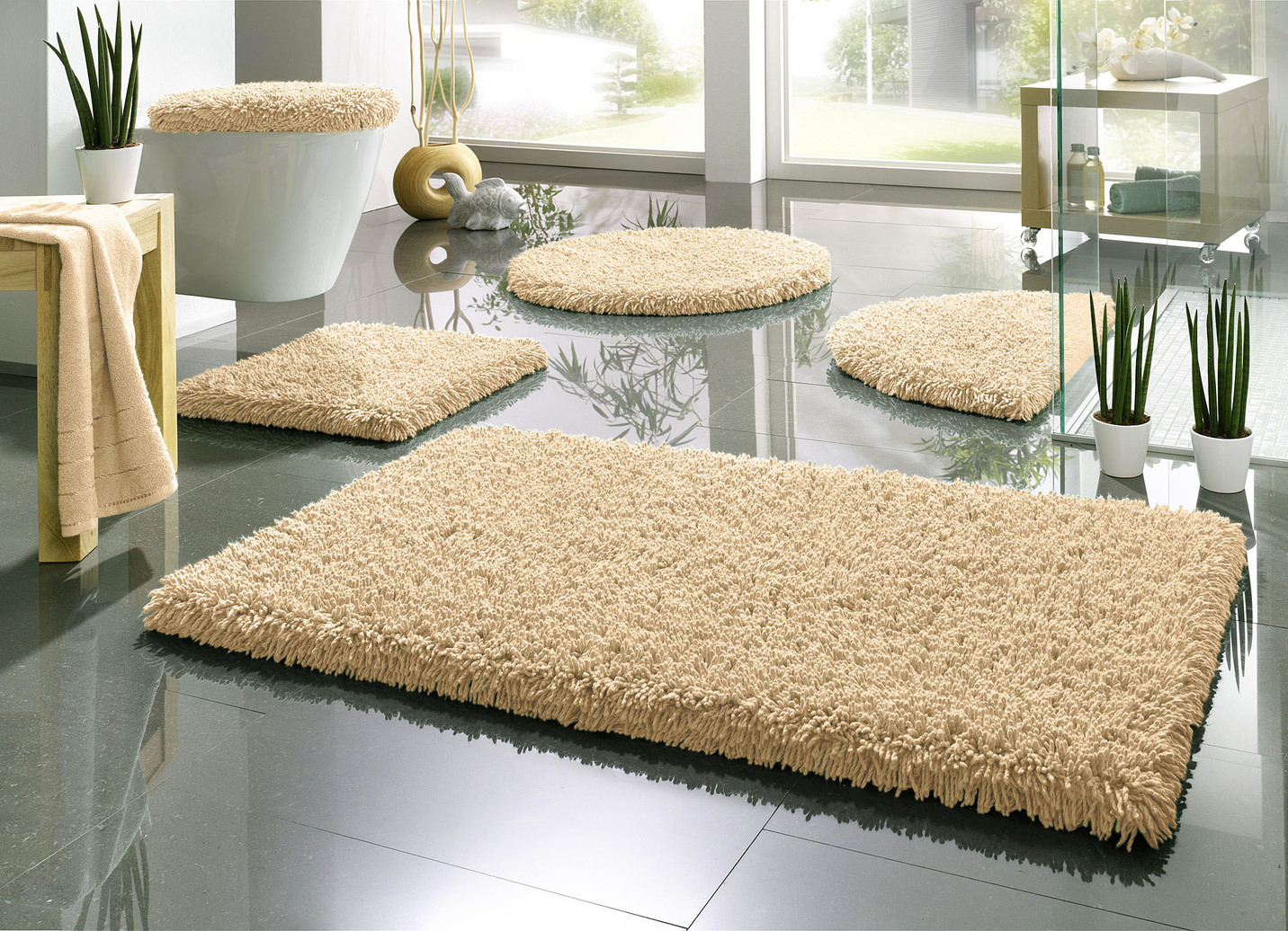 Badgarnitur, für Fußbodenheizung geeignet, Größe 101 (Teppich, 50/ 90 cm), Pfirsich von BADER