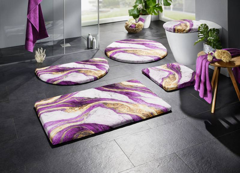 Badgarnitur in barfußweicher Qualität, Größe 108 (Stand-WC-Vorleger, 50/ 50 cm), Aubergine von BADER