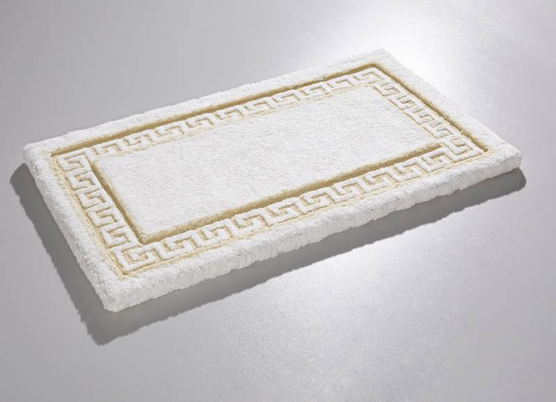 Badgarnitur mit Mäander-Bordüre, Größe 112 (Deckelbezug mit Kordel, 47/ 50 cm), Weiss von BADER