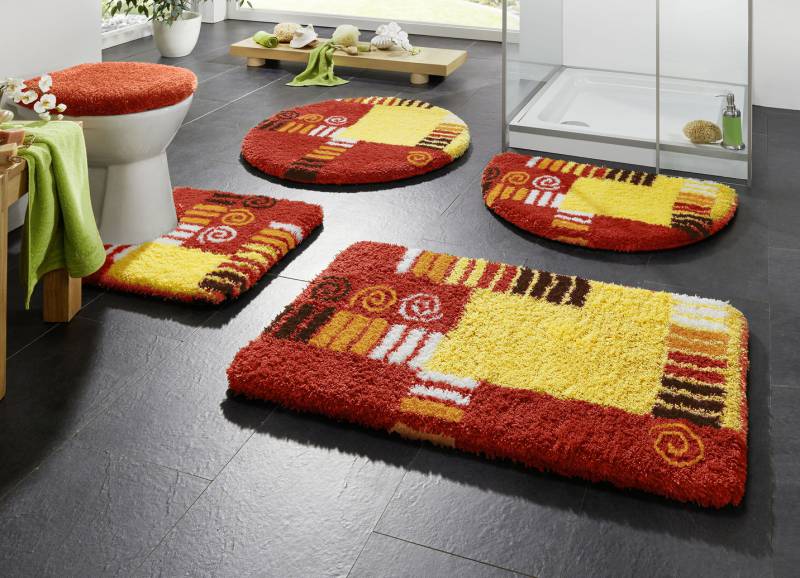 Badgarnitur mit rutschhemmend latexierter Rückseite, Größe 108 (Stand-WC-Vorleger, 50/ 50 cm), Terra von BADER