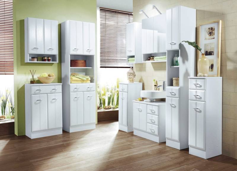 Badmöbel-Programm mit pflegeleichter Oberfläche, Midischrank, Weiss Badmöbel-Programm mit pflegeleichter Oberfläche, Midischrank, Weiss von BADER