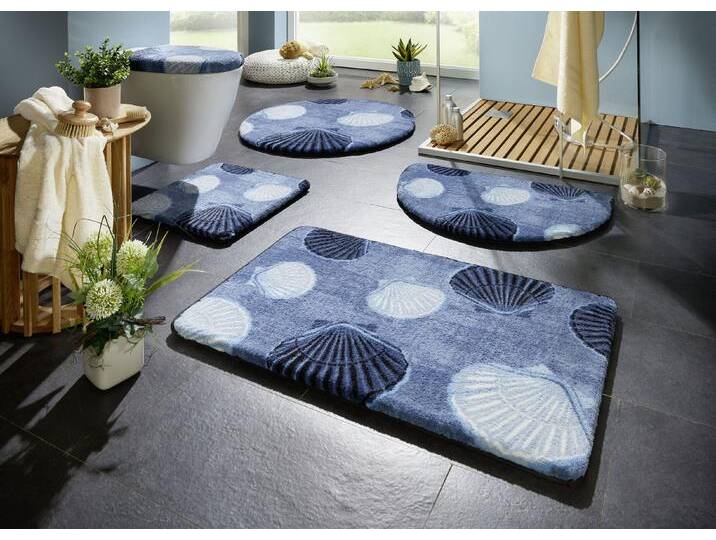 Badvorleger mit rutschhemmender Rückseite, Größe 104 (Teppich, 90/150 cm), Blau von BADER