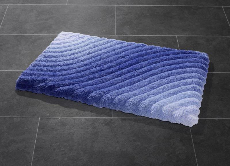 Barfußweiche Badgarnitur mit latexierter Rückseite, Größe 109 (Hänge-WC-Vorleger, 50/ 50 cm), Blau von BADER