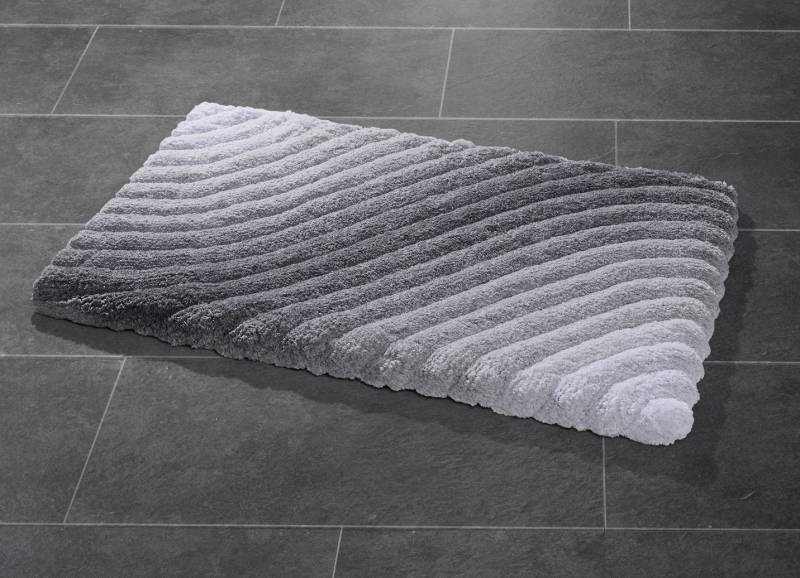 Barfußweiche Badgarnitur mit latexierter Rückseite, Größe 109 (Hänge-WC-Vorleger, 50/ 50 cm), Grau von BADER