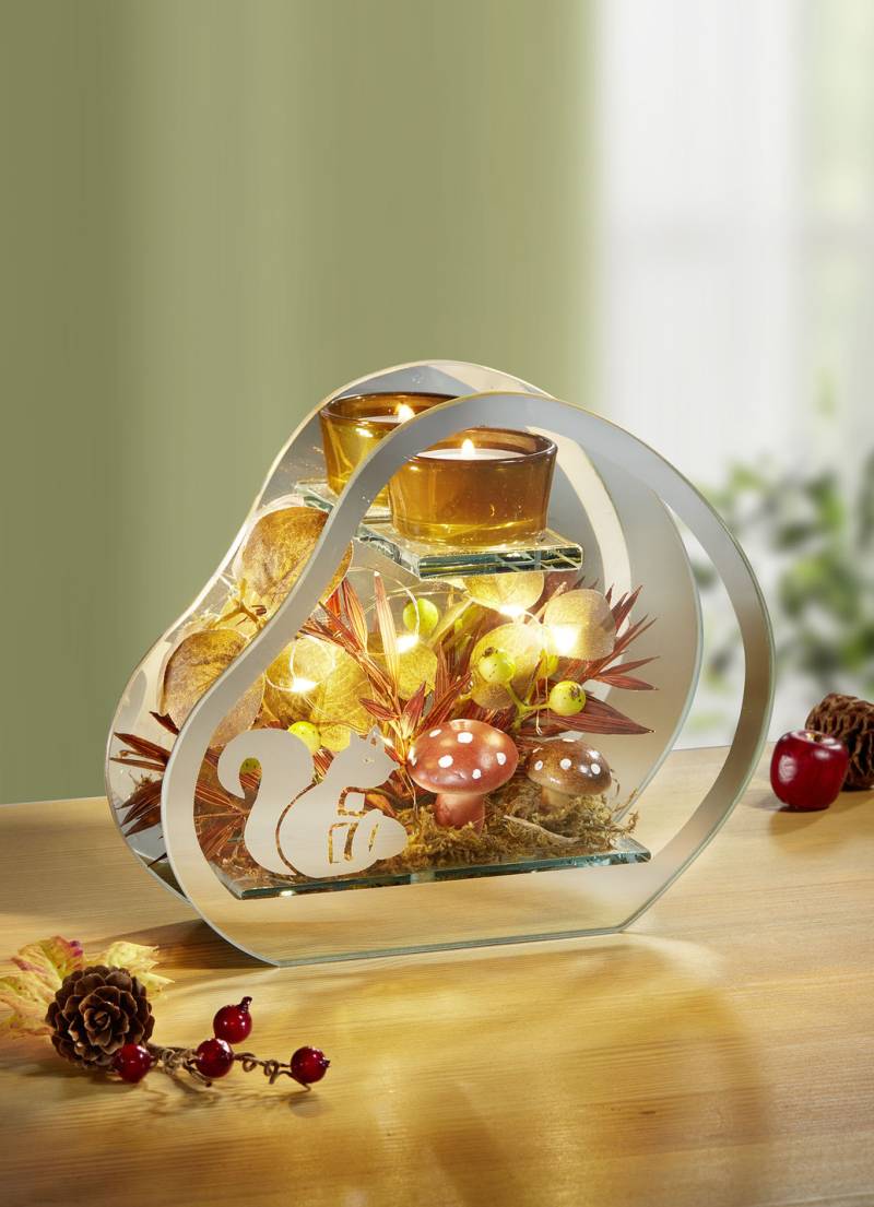 Beleuchteter Glas-Teelichthalter, Braun von BADER