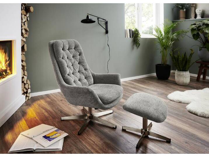 Bequemer Relax-Sessel mit Hocker, Anthrazit von BADER
