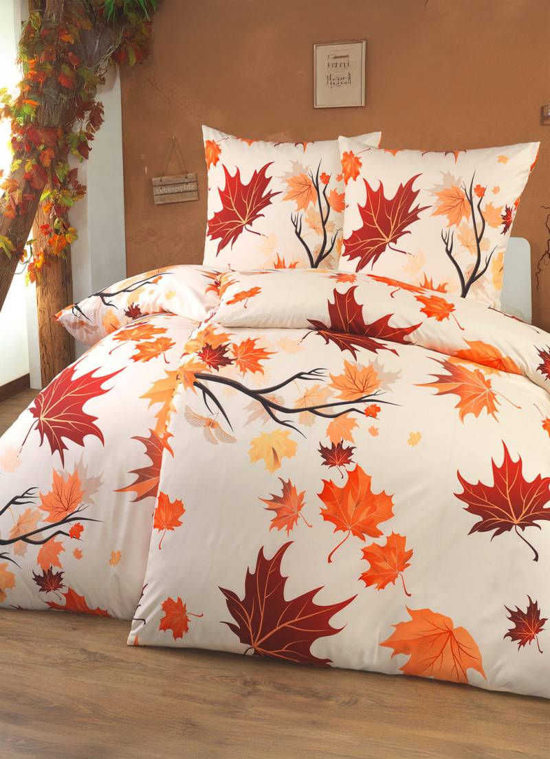 Bettwäsche-Garnitur, Größe 112 (80/80 + 135/200 cm), Orange-Rot von BADER