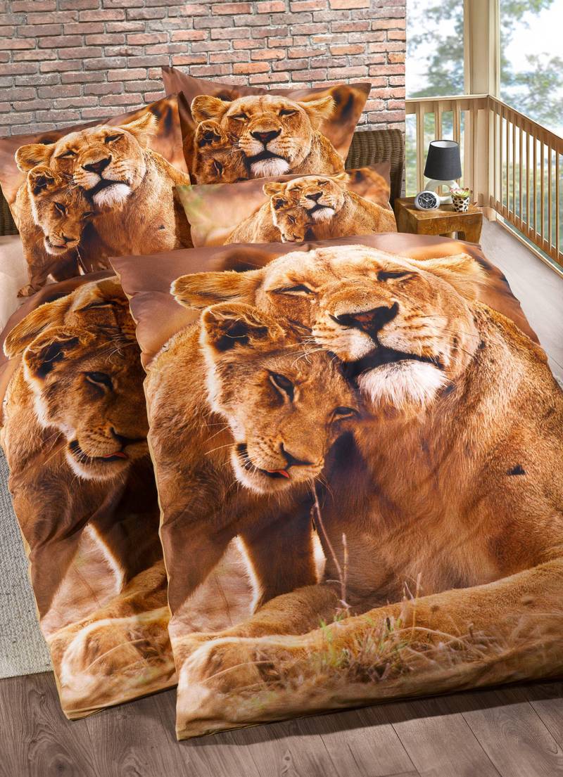 Bettwäsche-Garnitur in Renforcé-Qualität, Größe 111 (40/80 cm + 135/200 cm), Braun von BADER