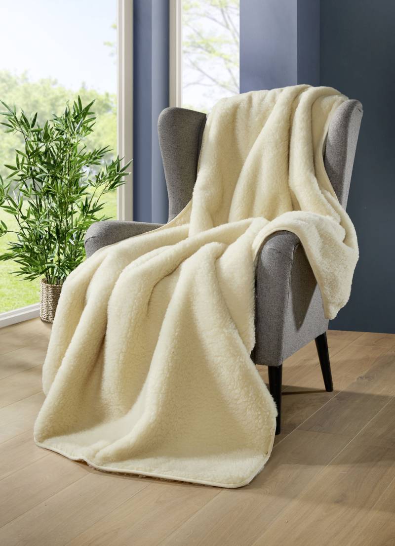 Bettwarenprogramm aus reiner Schafschurwolle, Größe 140 (Decke, ca. 135/200 cm), Natur von BADER