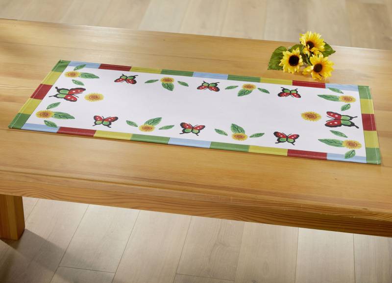 Bunte Tisch- und Raumdekoration, Größe 103 (Läufer, 40x110 cm), Weiss-Bunt von BADER