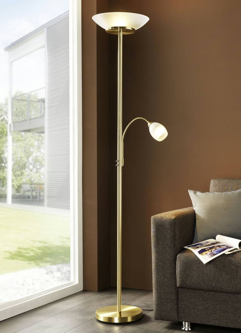 Deckenfluter mit Lesearm, Messing Deckenfluter mit Lesearm, Messing von BADER