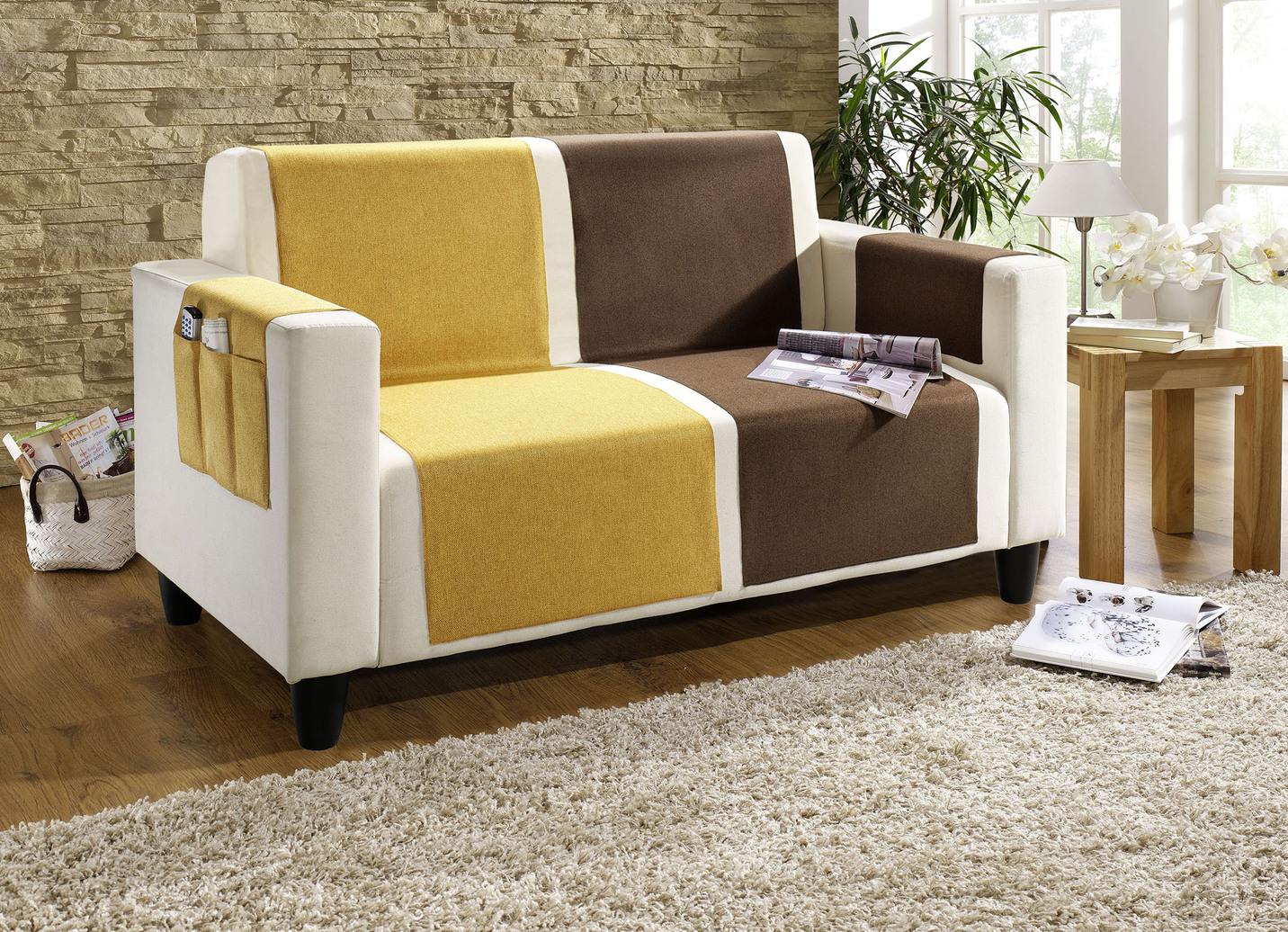 Dekorative Sessel- und Sofaüberwürfe, Größe 101 (Sesselschoner, 50x140 cm), Braun von BADER