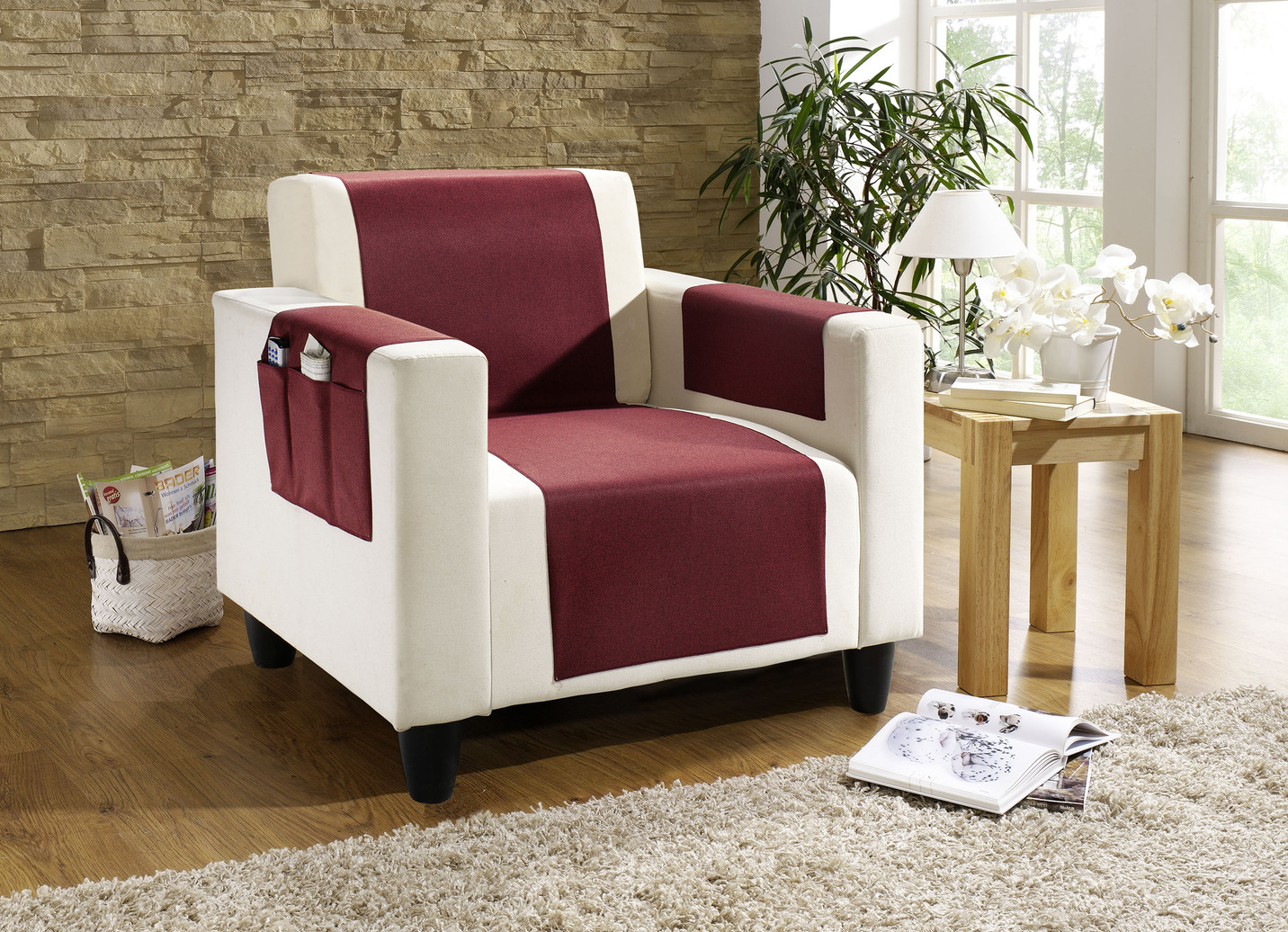 Dekorative Sessel- und Sofaüberwürfe, Größe 103 (Couchschoner, 100x200 cm), Bordeaux von BADER