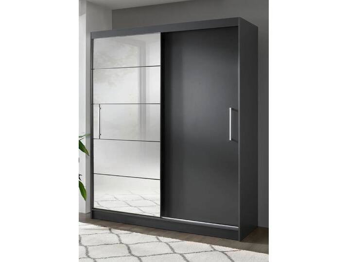 Durchdachter Schwebetürenschrank mit Spiegelfront, Breite 180 cm, ohne Aufbauservice, Schwarz Durchdachter Schwebetürenschrank mit Spiegelfront, Breite 180 cm, ohne Aufbauservice, Schwarz von BADER