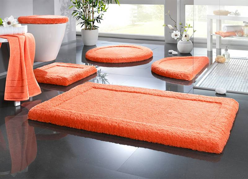Premium Badgarnitur Superfine Microfaser, Größe 105 (Teppich rund, Ø 80 cm), Mandarine von BADER