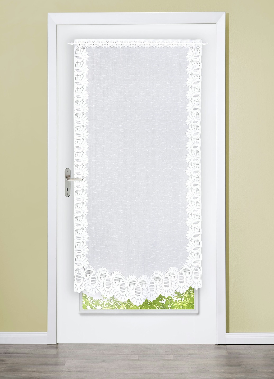 Fenster- oder Türbehang aus Jacquard, Größe 329 (Türbehang H180xB60 cm), Weiss von BADER