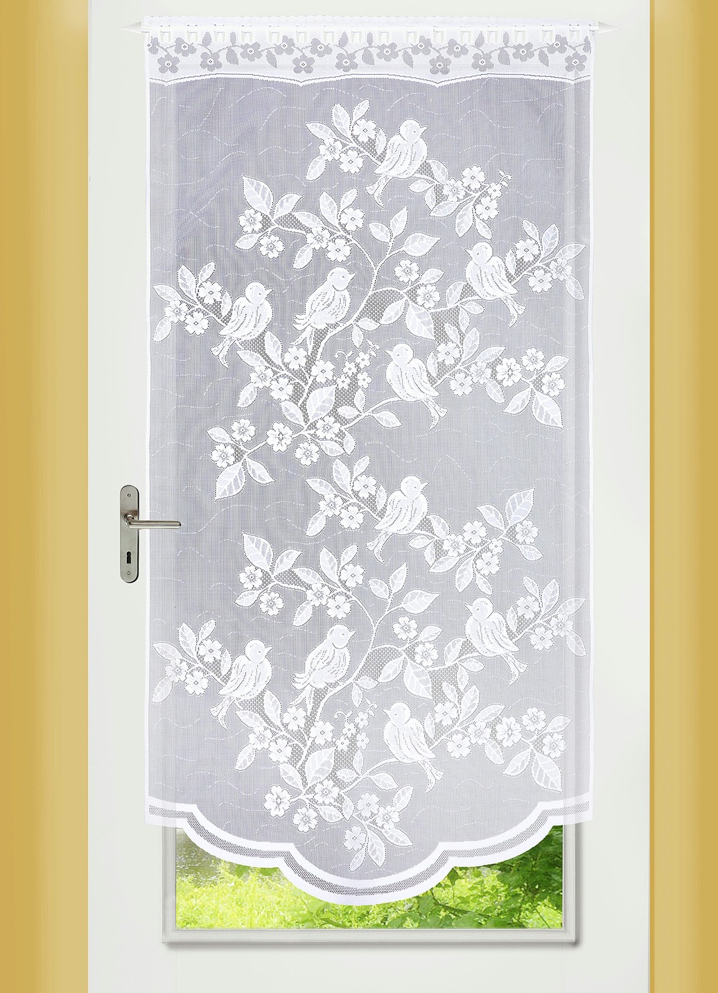 Fenster- und Türbehang Vögelchen, verschiedene Farben, Größe 329 (H180xB60 cm), Weiss von BADER