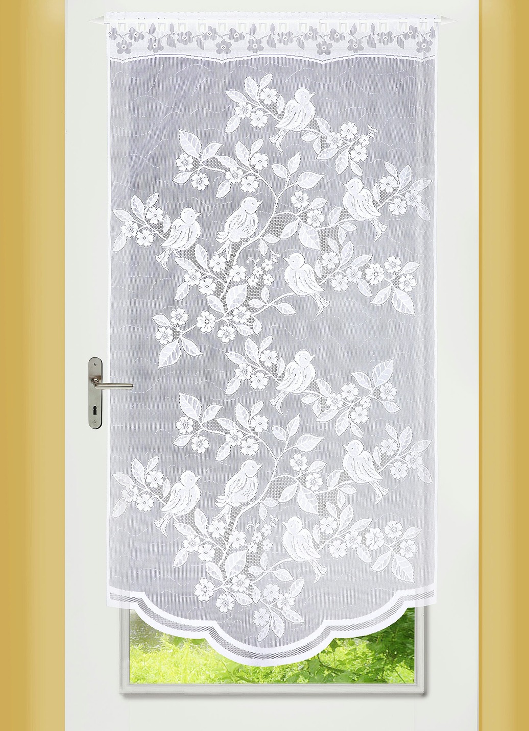 Fenster- und Türbehang Vögelchen, verschiedene Farben, Größe 349 (H180xB90 cm), Weiss von BADER