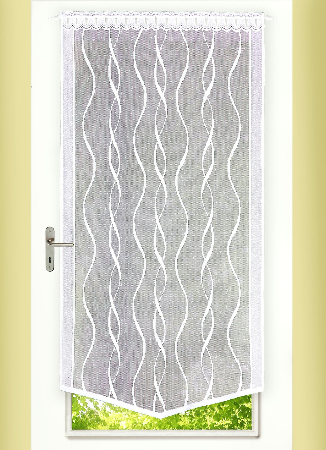 Fenster- und Türbehang "Welle", Größe 329 (Türbehang H180xB60 cm), Weiss von BADER