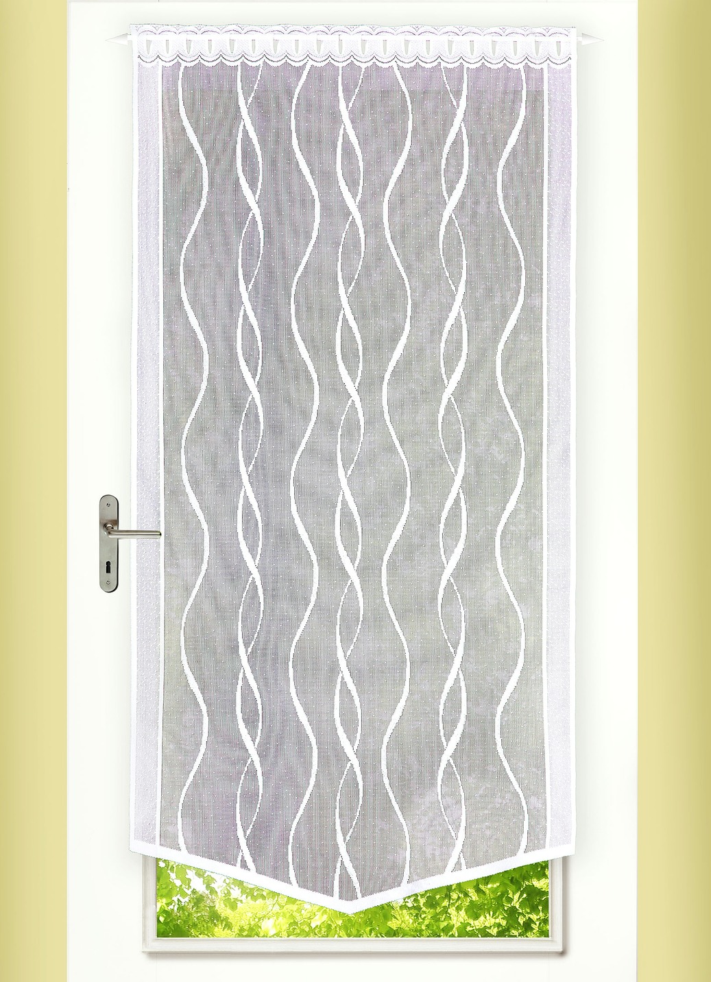 Fenster- und Türbehang "Welle", Größe 349 (Türbehang H180xB90 cm), Weiss von BADER