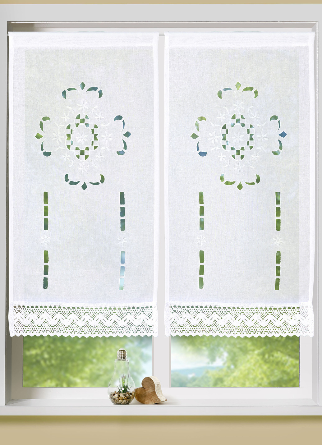 Fenster- und Türbehang mit Stangendurchzug, Größe 309 (Fensterbehang, H 80xB40 cm), Weiss von BADER