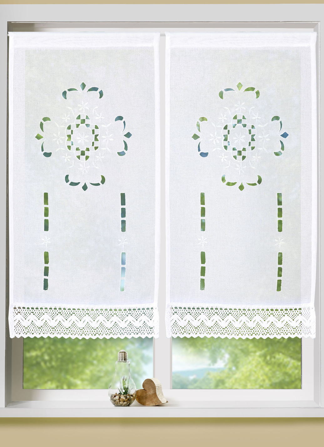 Fenster- und Türbehang mit Stangendurchzug, Größe 315 (Fensterbehang, H 80xB60 cm), Weiss von BADER