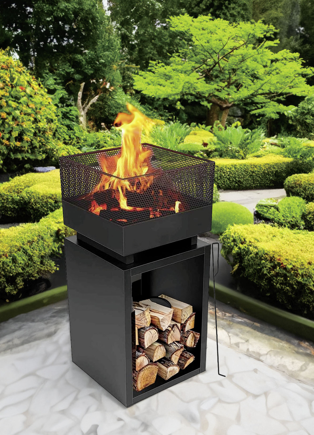 Feuerstelle aus pulverbeschichtetem Stahl, Schwarz von BADER