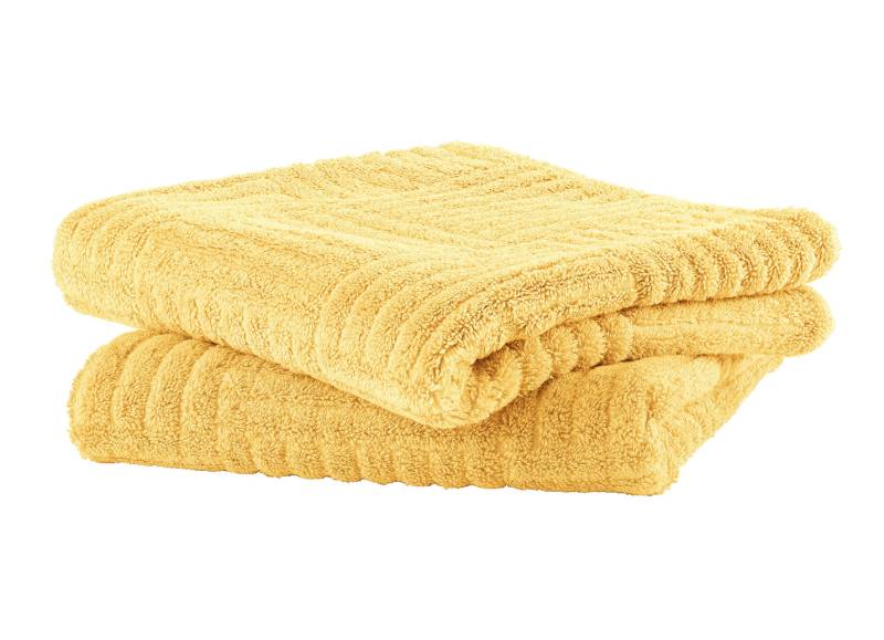 Flauschig weiche Frottier-Serie mit Hoch-Tief-Struktur, Größe 204 (1 Duschtuch, 70/140 cm), Gelb von BADER