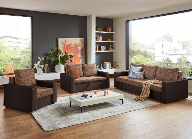 Frei im Raum aufstellbare Polstermöbel mit Bettkasten, Dreisitzer, Braun-Braun Frei im Raum aufstellbare Polstermöbel mit Bettkasten, Dreisitzer, Braun-Braun von BADER