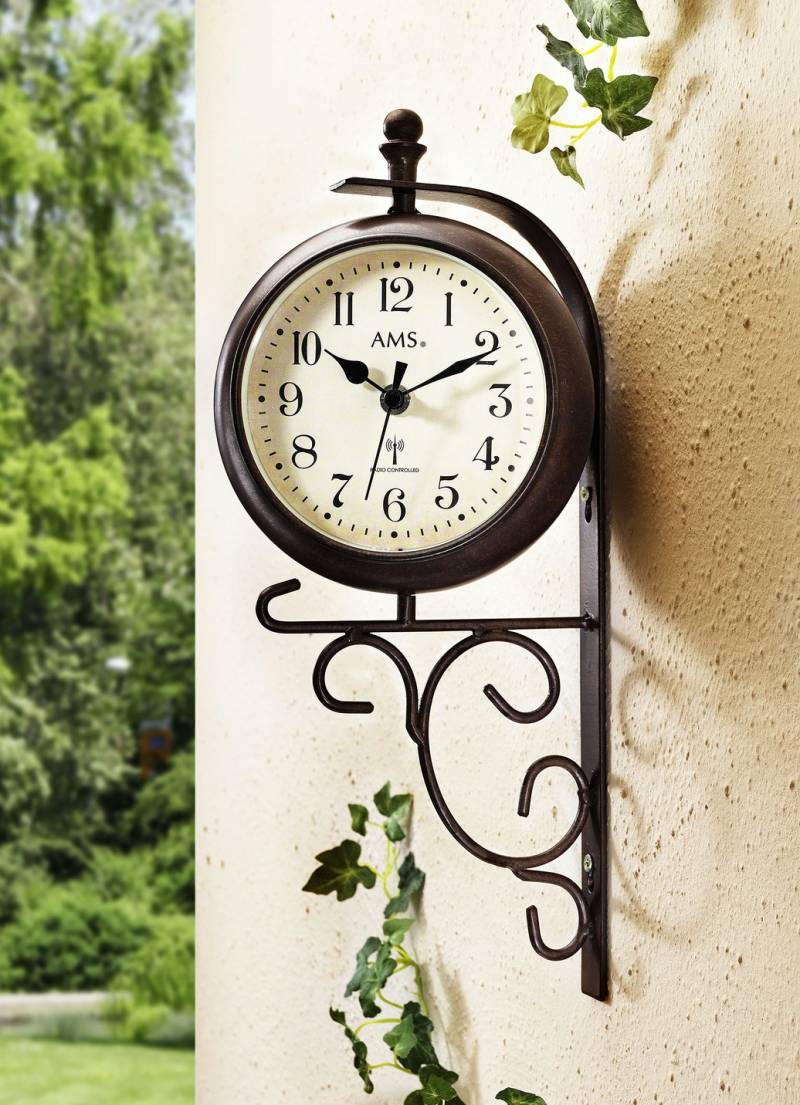 Funk-Wanduhr mit Thermometer, Braun von BADER