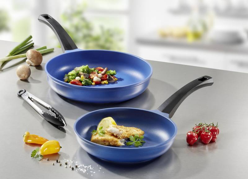 „GSW“ Pfannen-Set „Rainbow“ aus hochwertigem Aluminiumguss, Blau „GSW“ Pfannen-Set „Rainbow“ aus hochwertigem Aluminiumguss, Blau von BADER