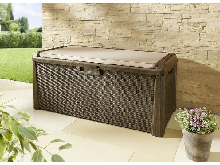 Gartenbox Santorini in elegantem Rattan-Design, Gartenbox groß, Braun Gartenbox Santorini in elegantem Rattan-Design, Gartenbox groß, Braun von BADER