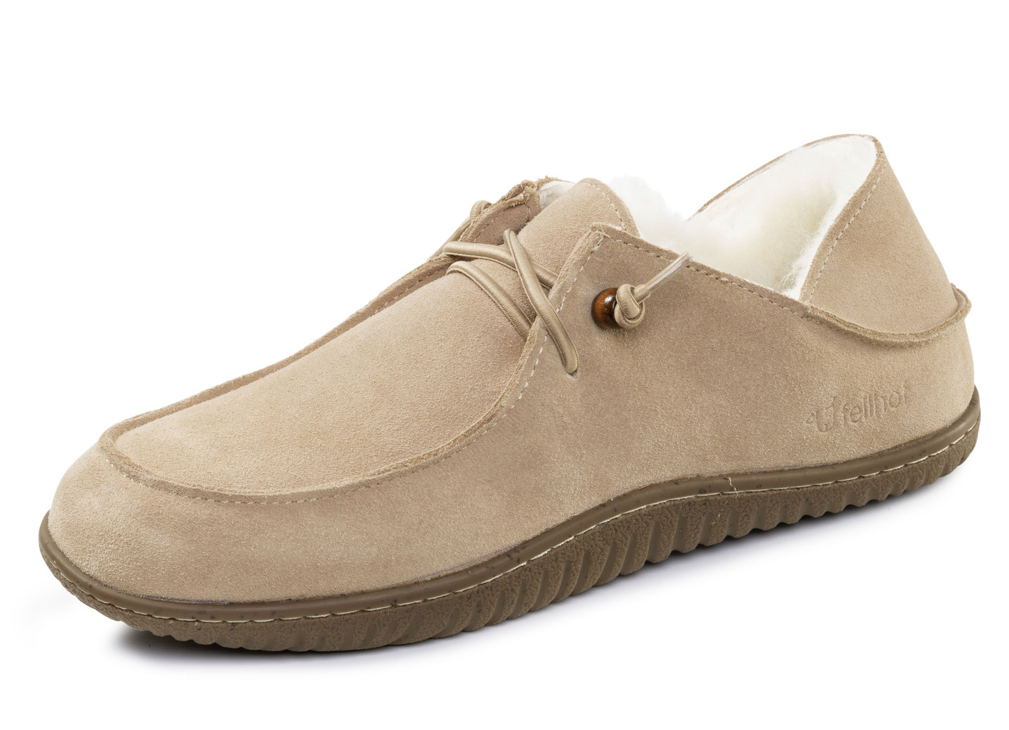 Gefütterte Herren-Slipper, Winterschuhe, mit Lammfell, Beige, Größe 43 von BADER