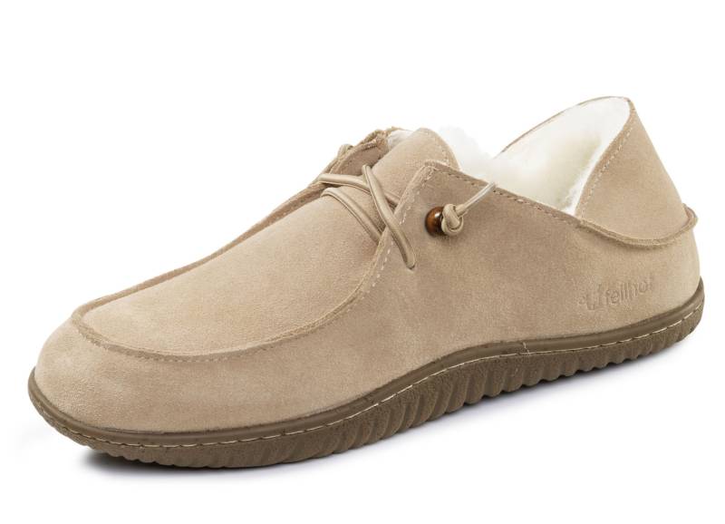 Gefütterte Herren-Slipper, Winterschuhe, mit Lammfell, Beige, Größe 43 von BADER
