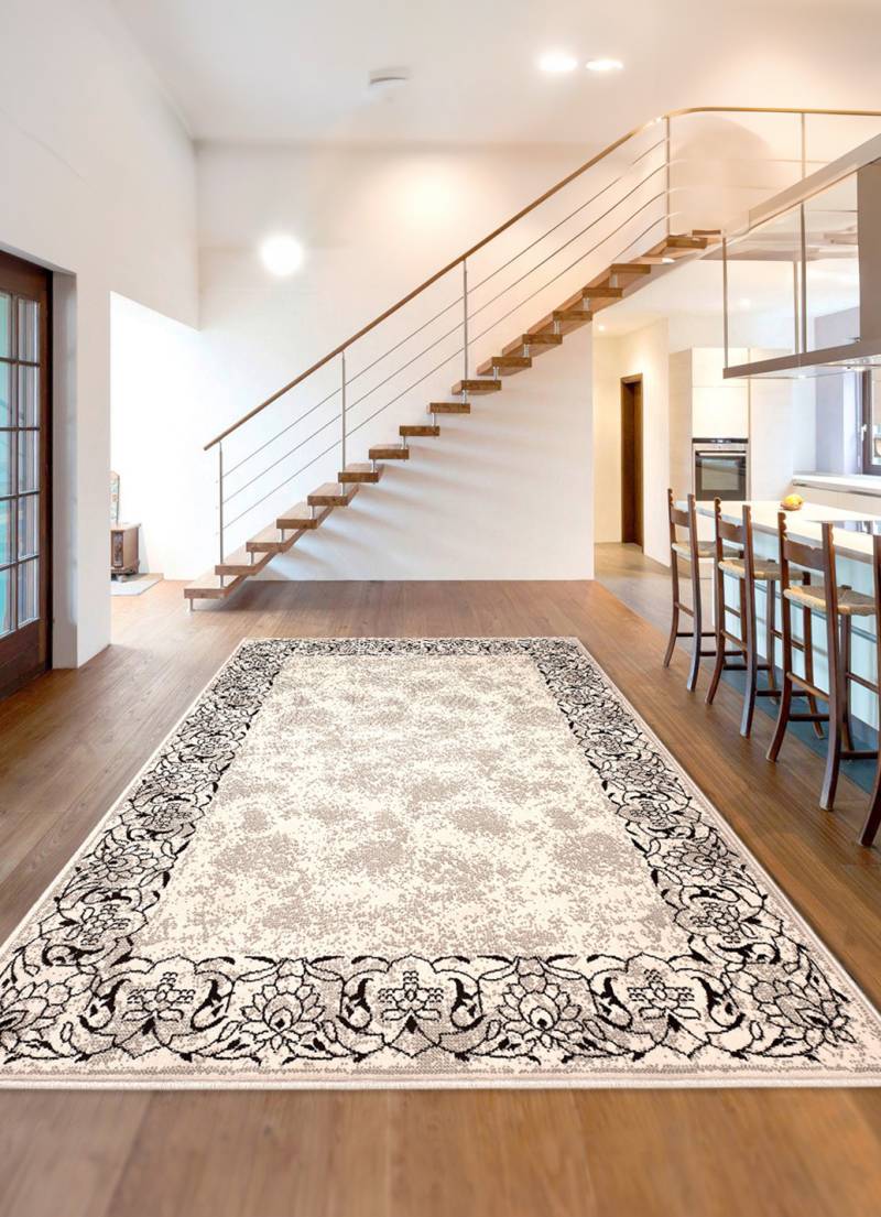 Gewebte Brücken und Teppiche mit Bordüre, Größe 249 (Teppich, 160x230 cm), Creme von BADER