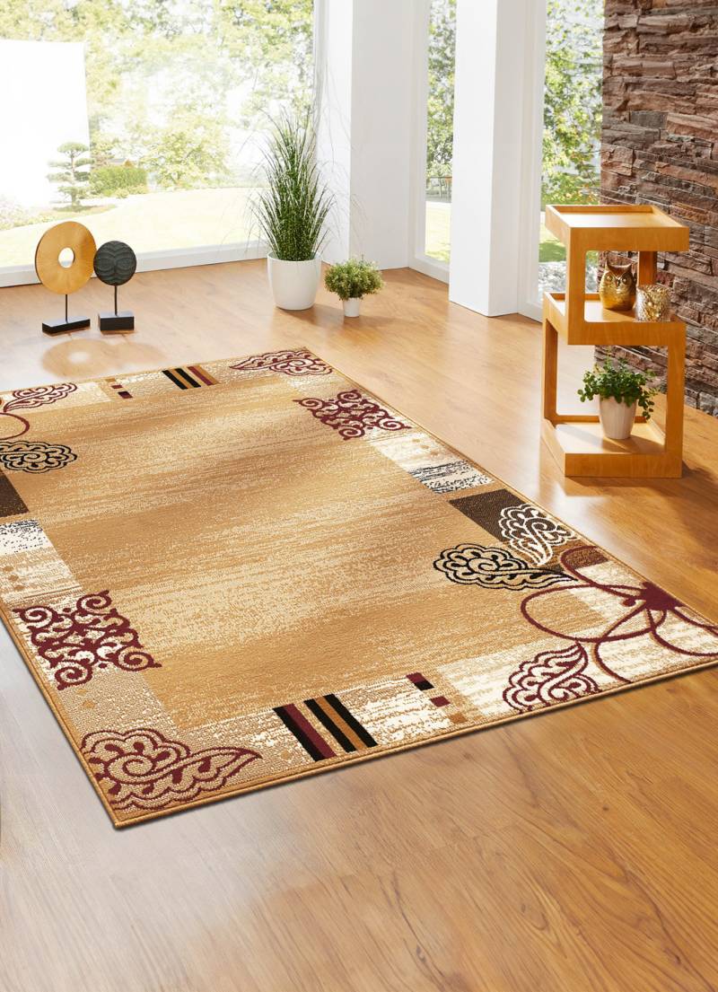 Gewebte Brücken und Teppiche mit Bordüre, Größe 279 (Teppich, 190x280 cm), Beige von BADER