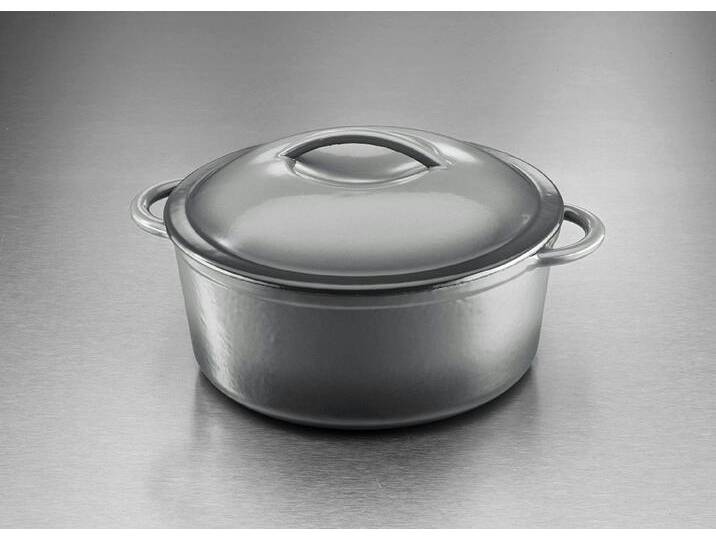 Gusseisen-Schmortopf und -Bräter, Bräter oval, Grau Gusseisen-Schmortopf und -Bräter, Bräter oval, Grau von BADER