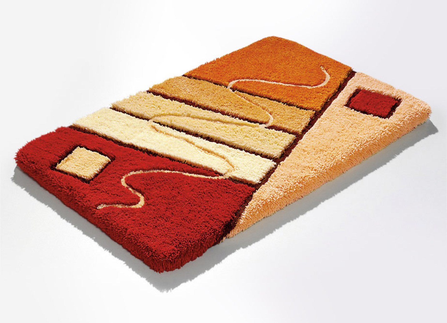 Handgearbeitete Badgarnitur in harmonischen Farbtönen, Größe 102 (Teppich, 60/100 cm), Orange von BADER