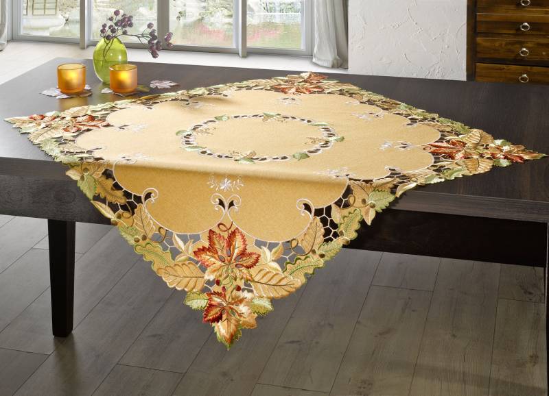 Herbstliche Tisch- und Raumdekoration, Größe 185 (Tischdecke, 85x 85 cm), Terra von BADER